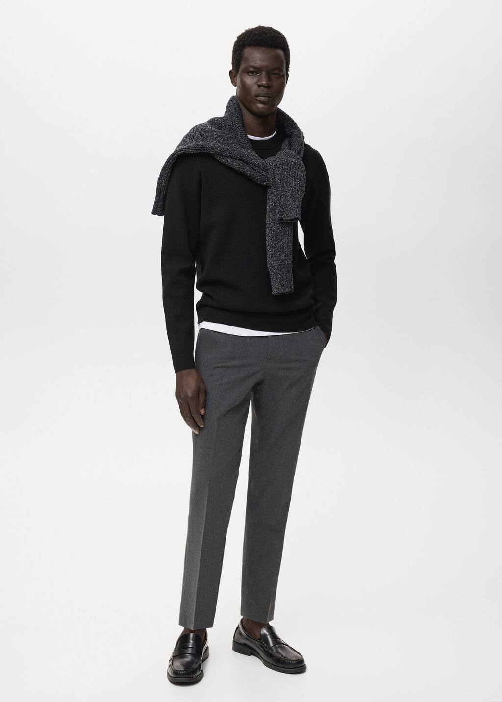 Mango Man Medium-knit Regular-fit Sweater Black In Black