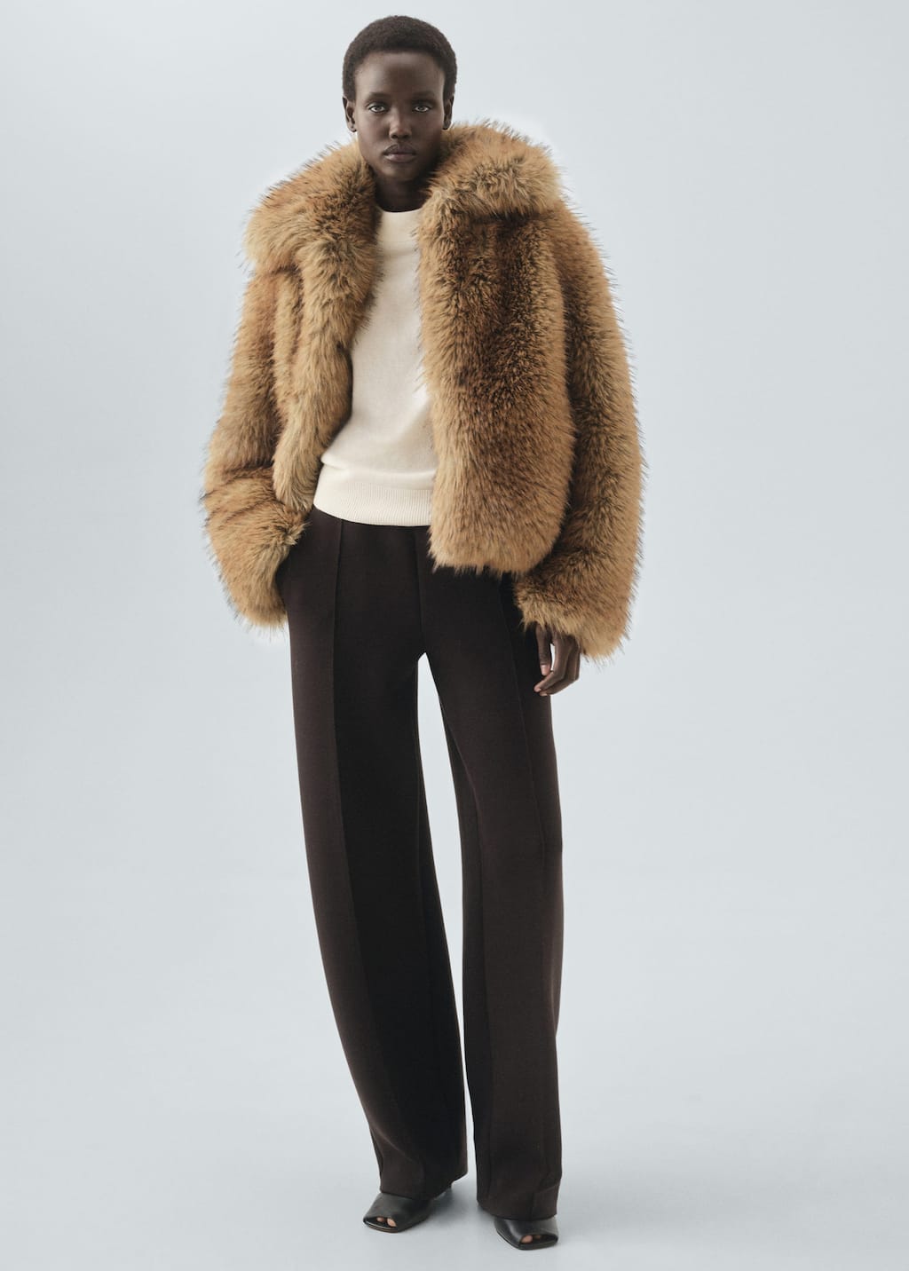 Mango High Collar Wool Sweater Ecru In Neutral