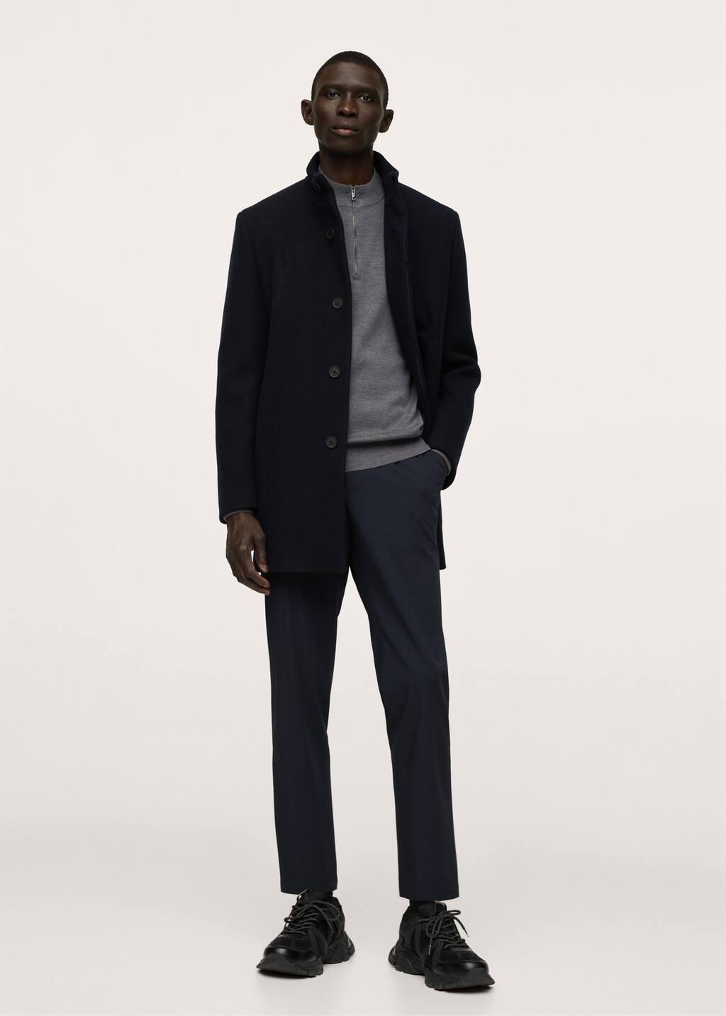 mango blue wool coat