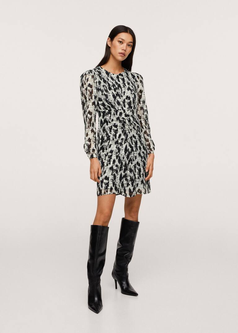 mango printed ruched dress