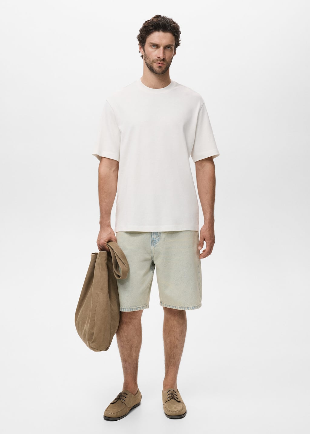 Mango Man T-shirt 100 % Coton Relaxed-fit Blanc Cassé - Homme - Xxl -