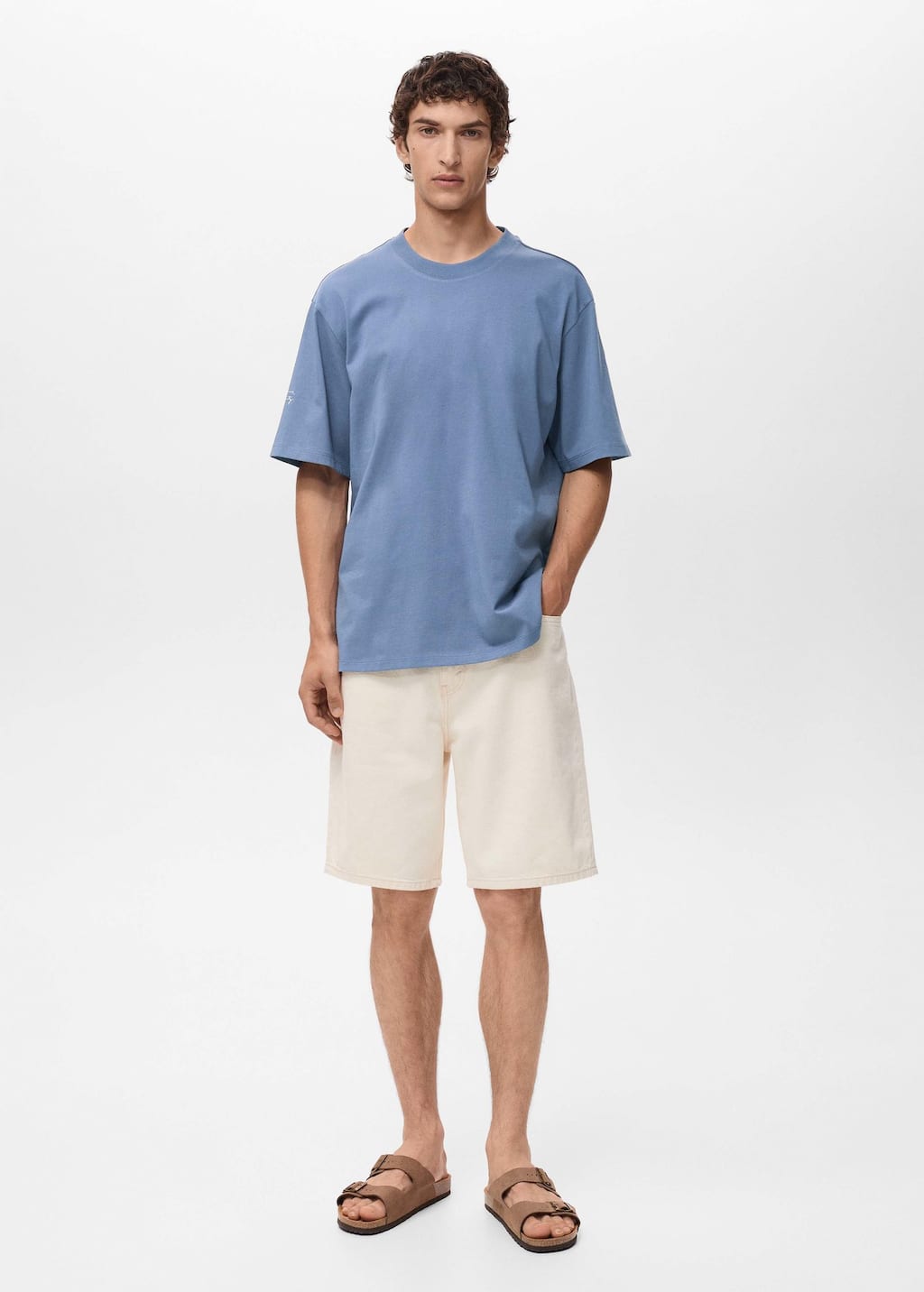 Mango Man Cotton Printed T-shirt Blue