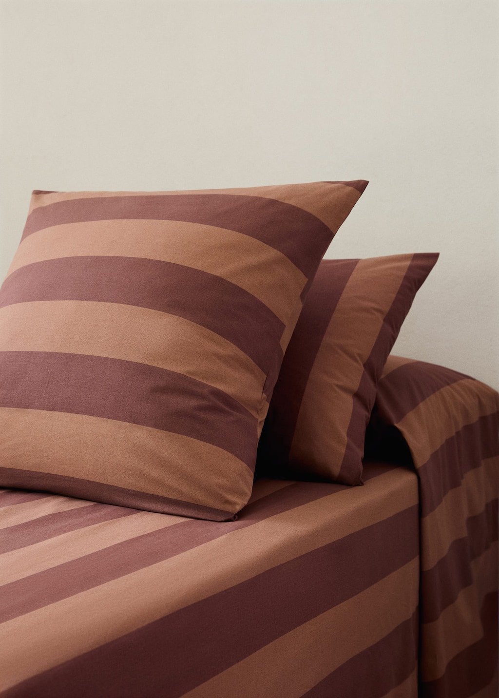 Mango Home Two Cotton Percale Striped Pillowcases 50x75 Cm Brown