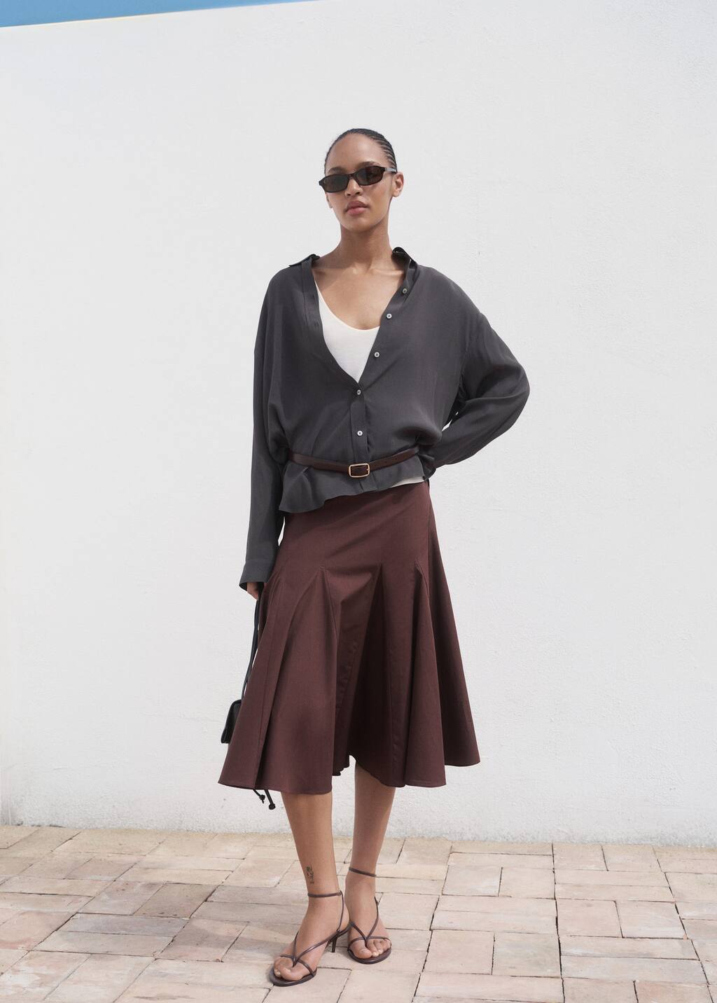 Mango Oversize Flowy Shirt In Black