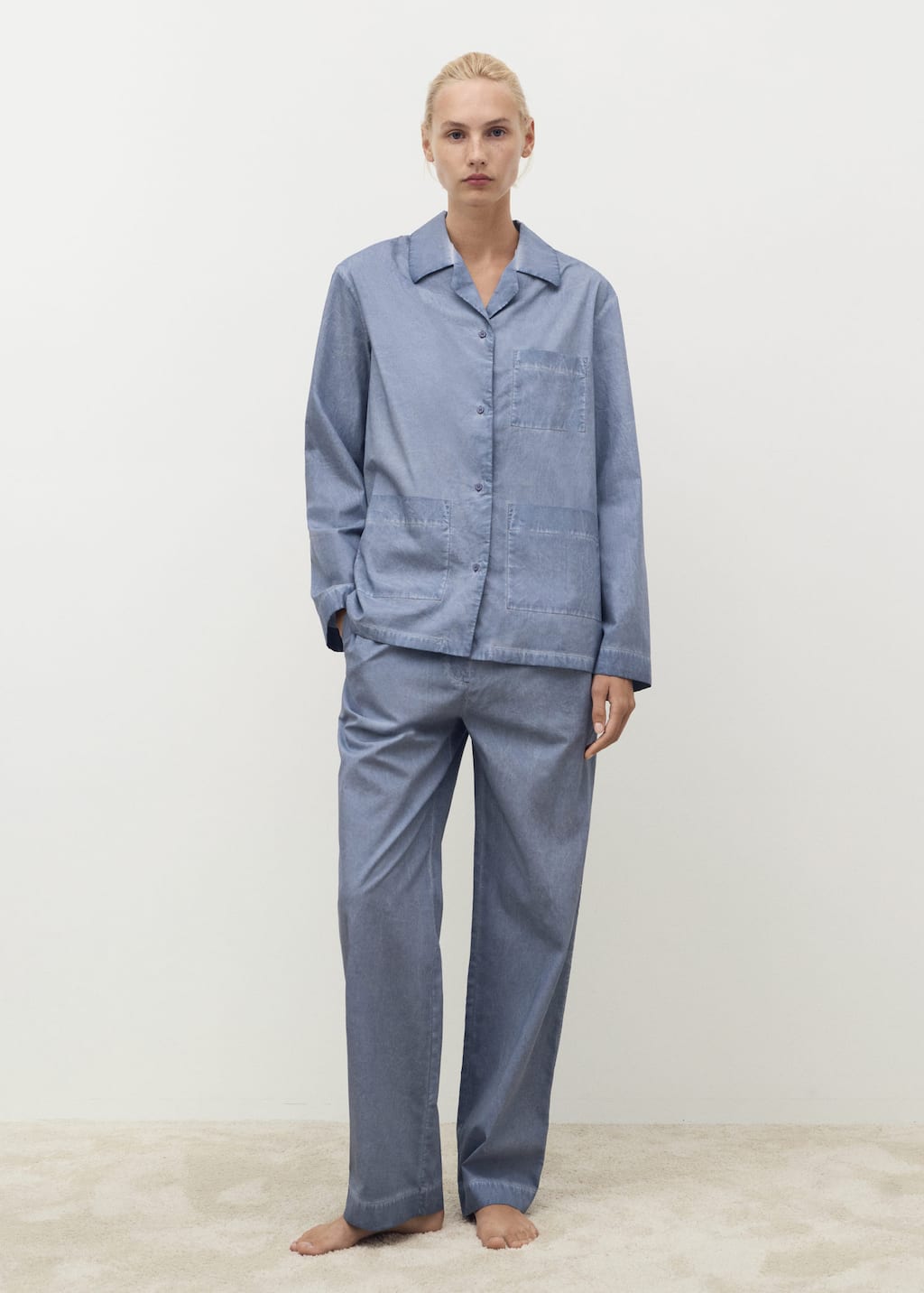 Mango Chemise Coton Garment-dyed Bleu Encre - Femme - L - In Blue