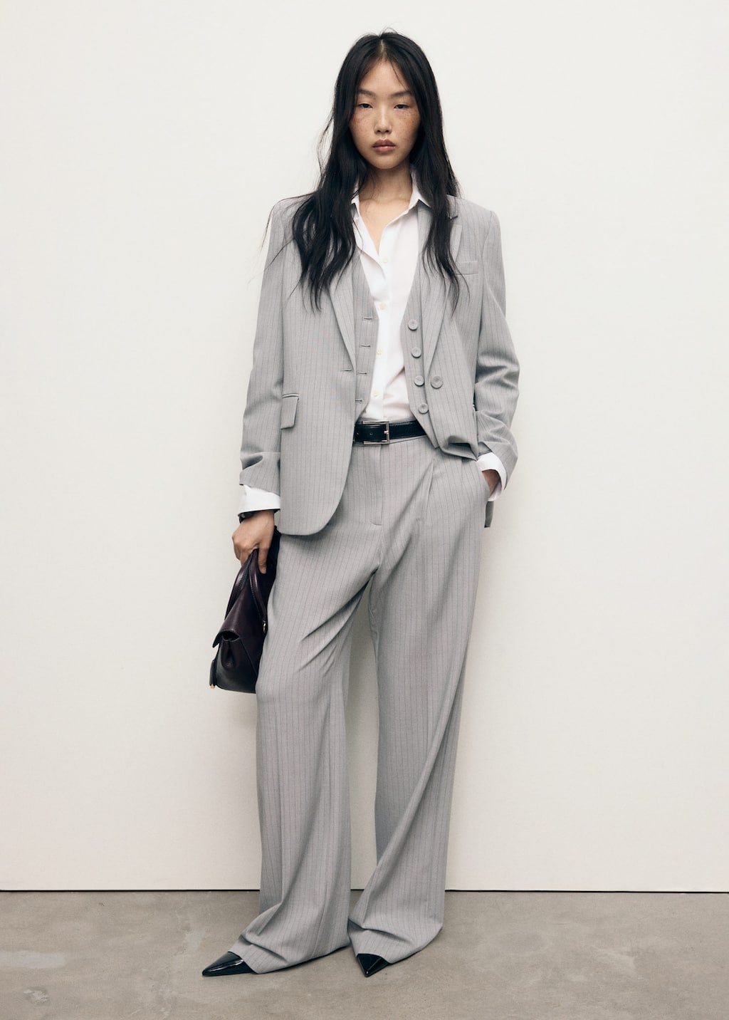 Mango Pantalon De Costume Fines Rayures Gris - Femme - 54 - In Gray