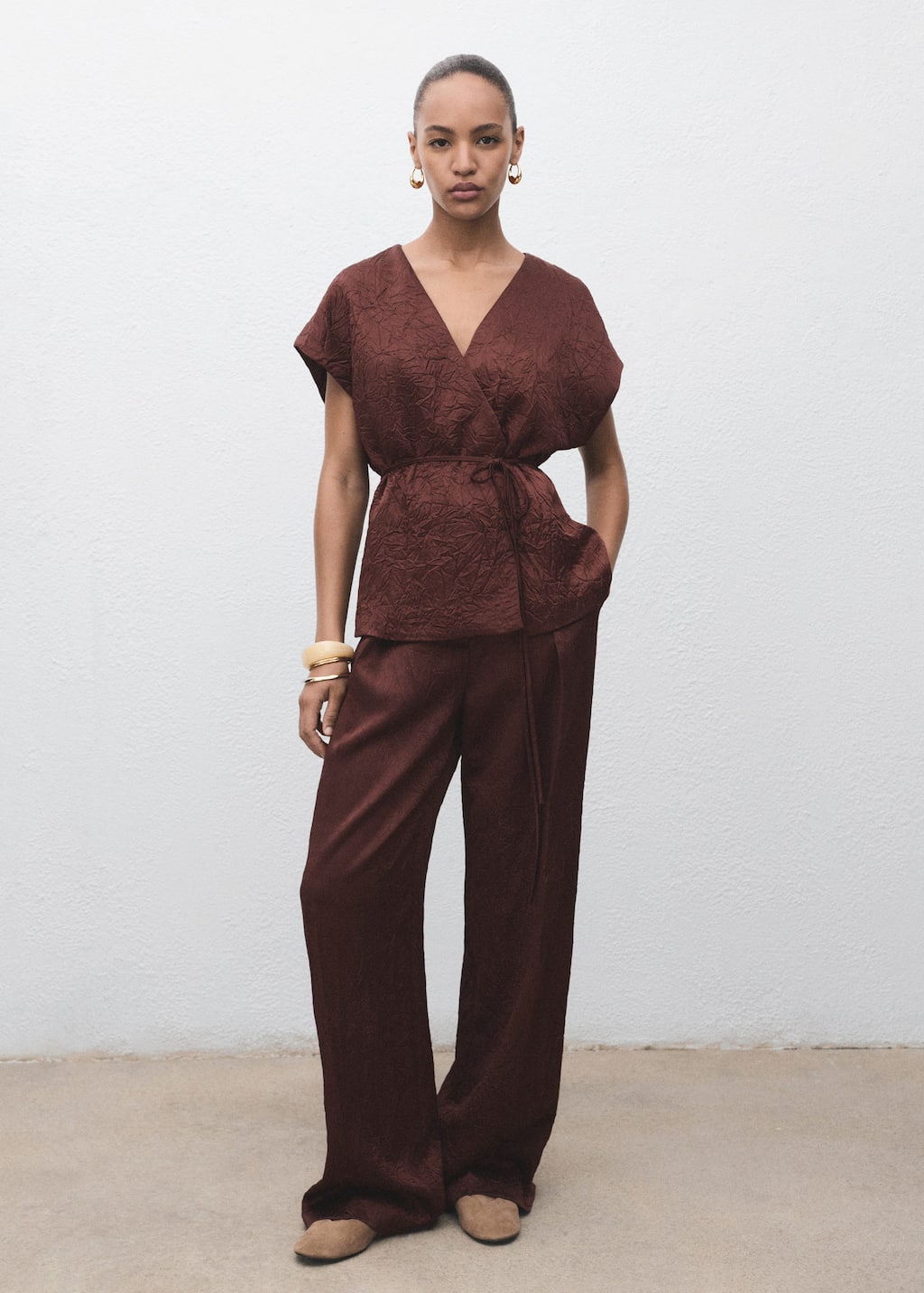 Mango Pantalon Chocolat - Femme - 42 - In Brown