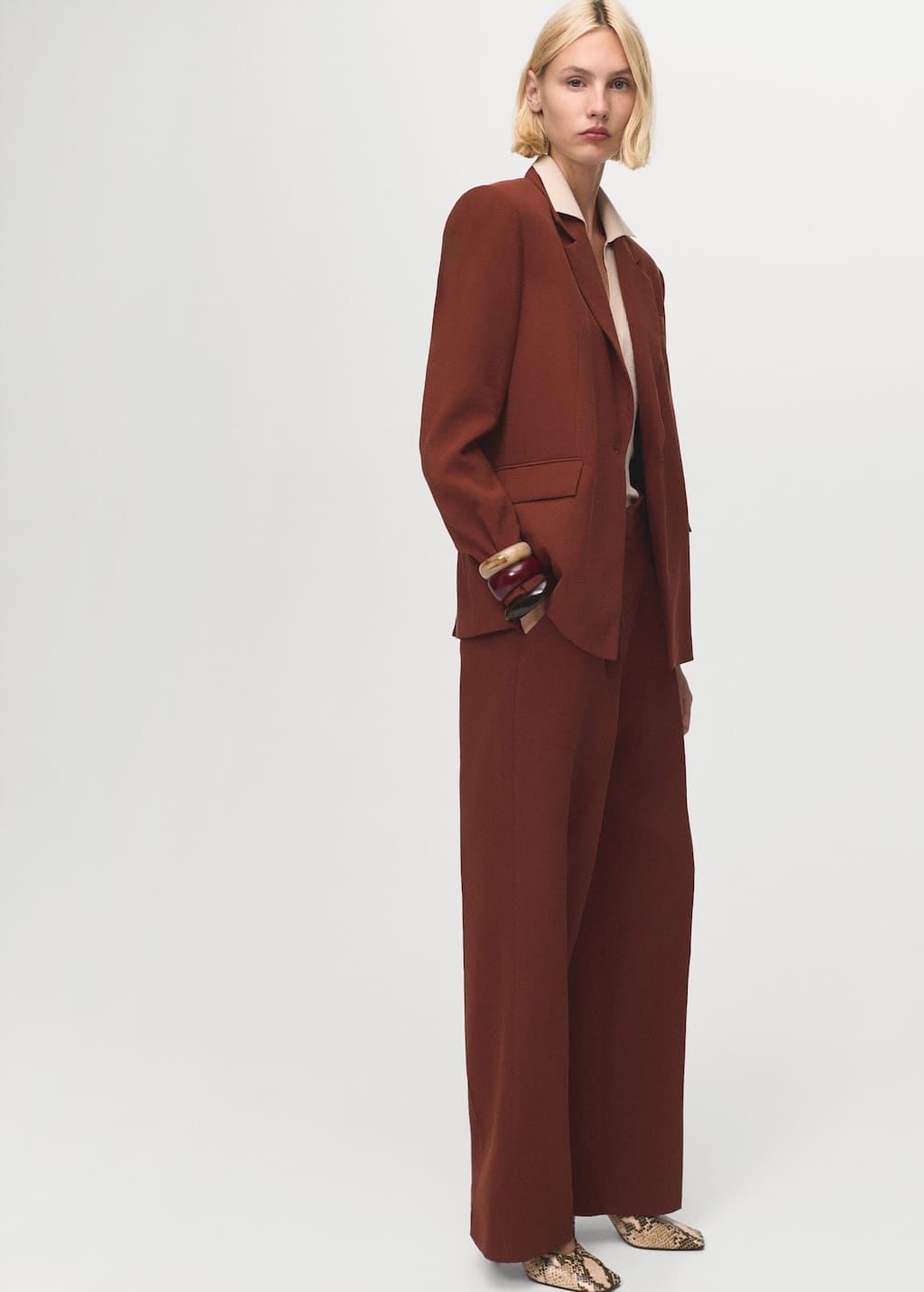 Mango Pantalon Droit Modal Orange Brûlé - Femme - 50 -