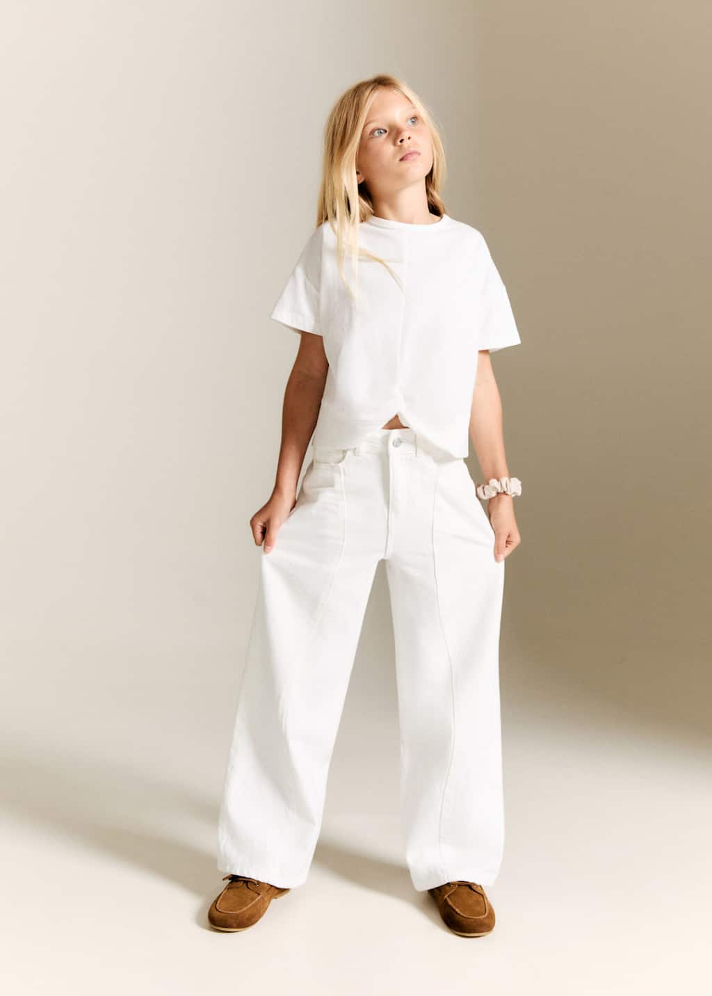 Mango Knot Cotton T-shirt Off White In White