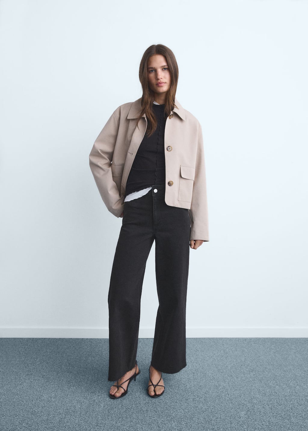Mango Catherin Culotte High-rise Jeans In Black