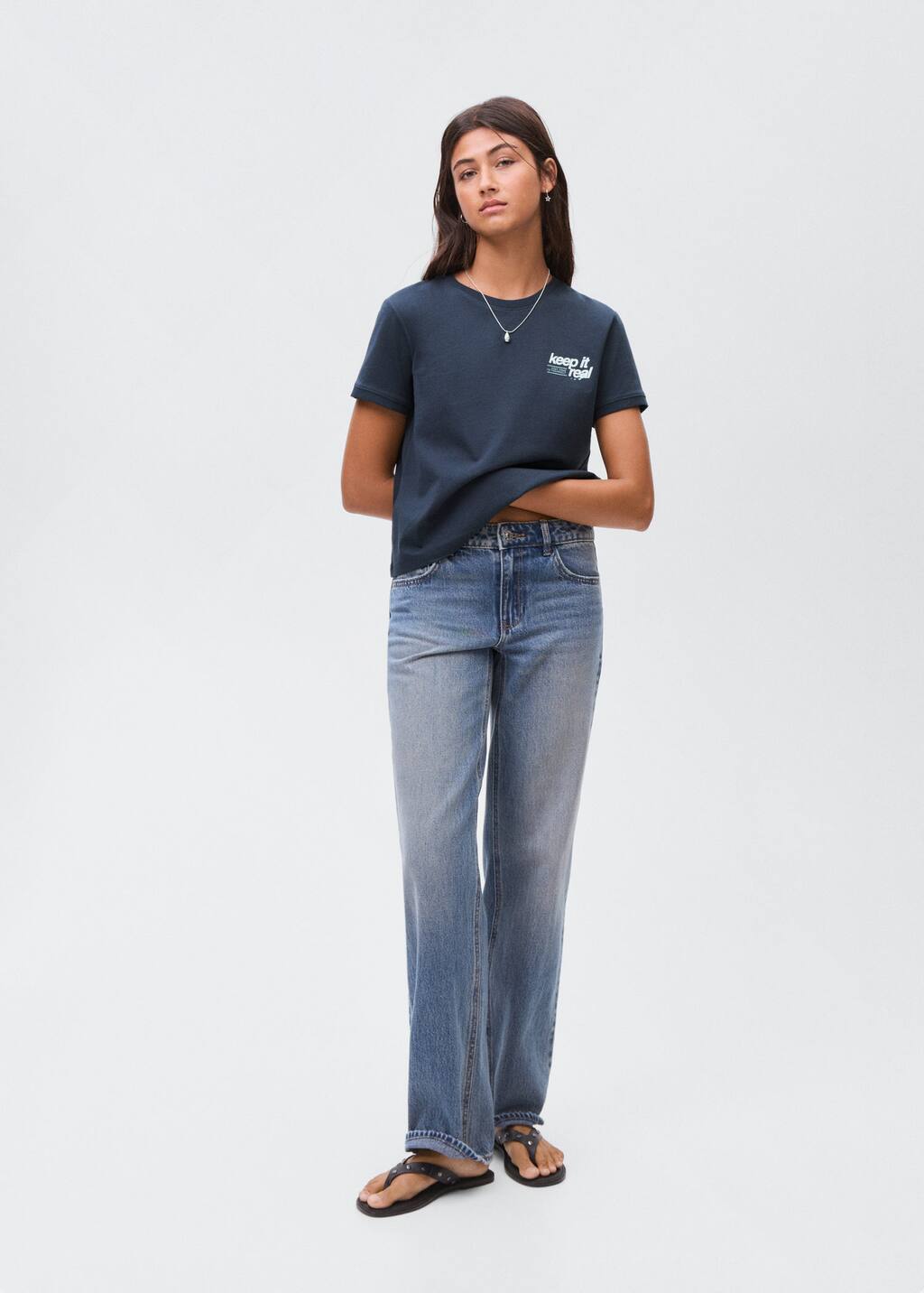 Mango Teen T-shirt En Coton Imprimé Bleu Marine - Fille - S -  In Blue