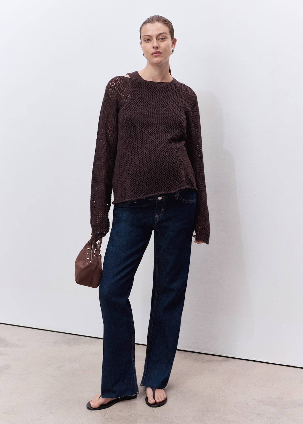 Mango Over The Bump Raw Hem Straight Leg Maternity Jeans In Blue