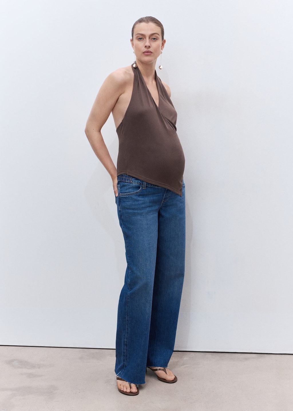 Mango Wide-leg Maternity Jeans Medium Blue In Blue