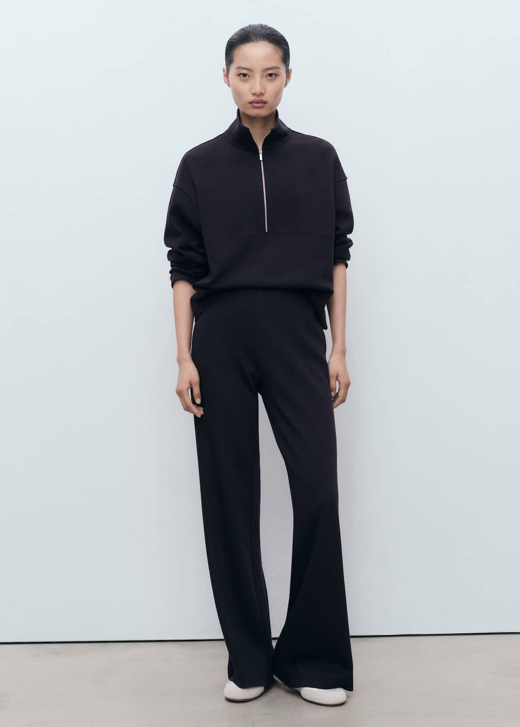 Mango Turtleneck Sweatshirt With Zip Navy In Blue