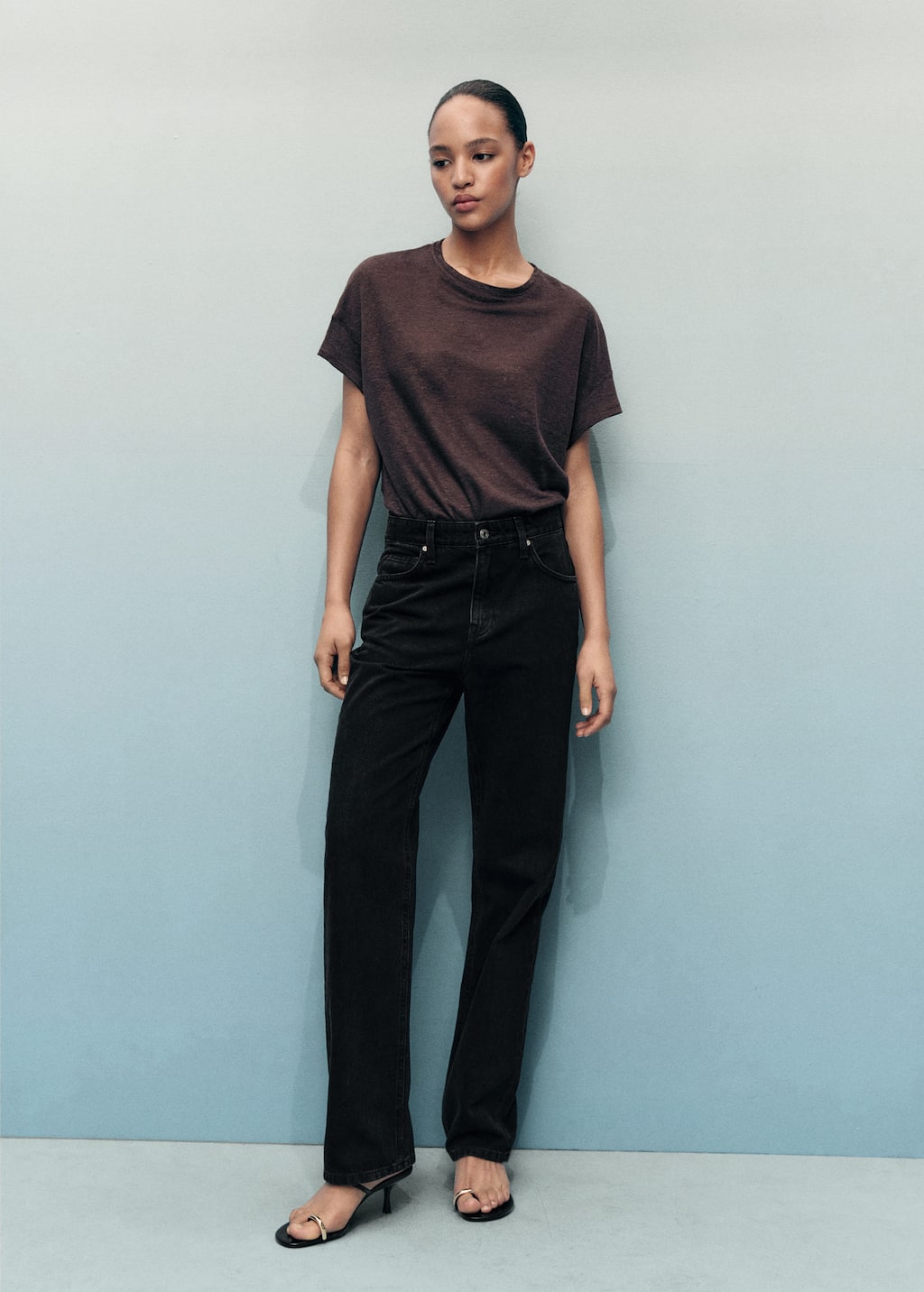 Mango Matilda High-rise Straight Jeans Black Denim