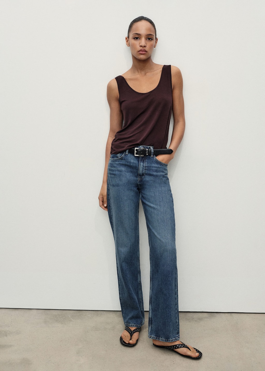Mango Matilda High-rise Straight Jeans Dark Blue
