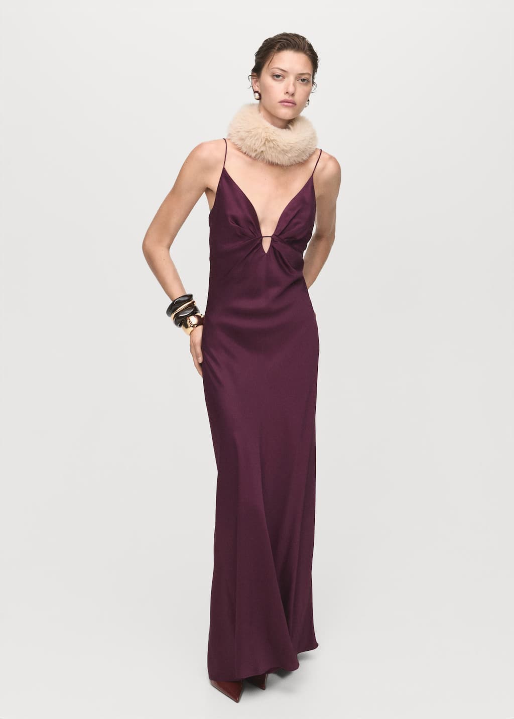 V-neck satin dress