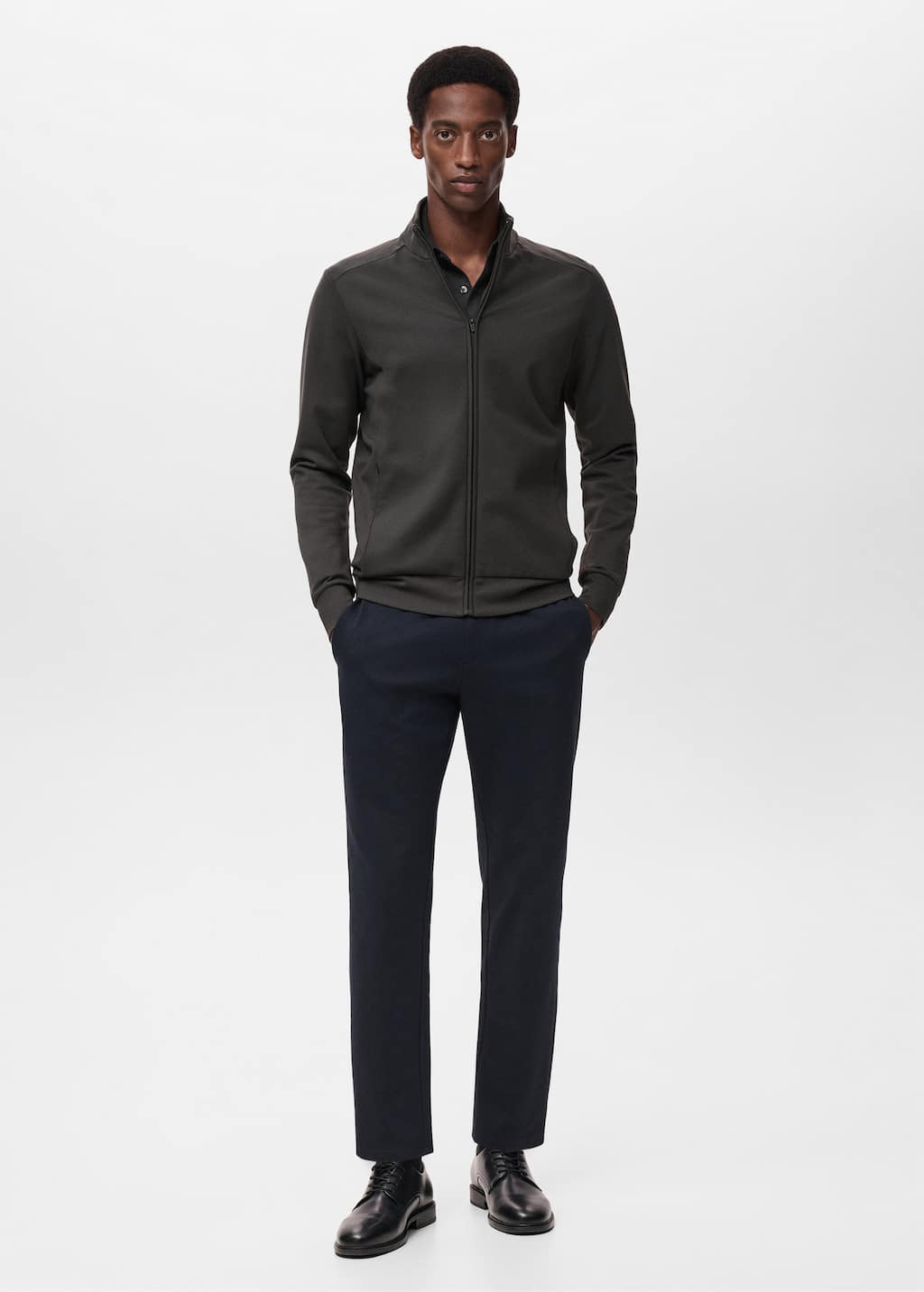 Mango Man Regular-fit Technical Sweatshirt Dark Green In Gray