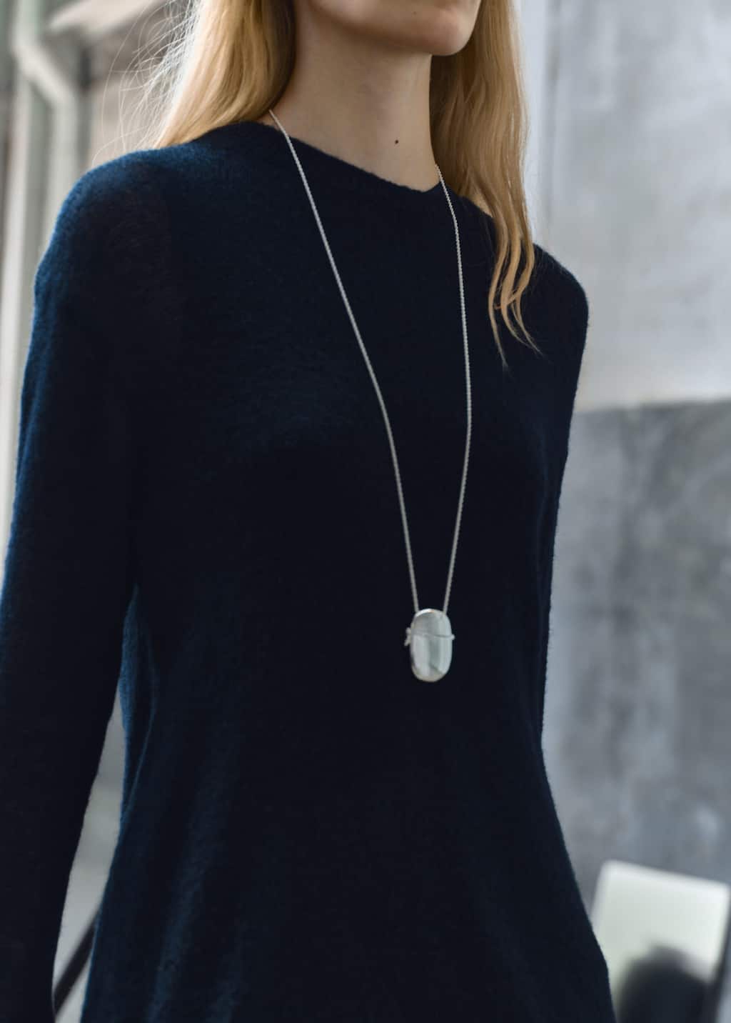 Mango Locket Pendant Necklace Silver In Metallic
