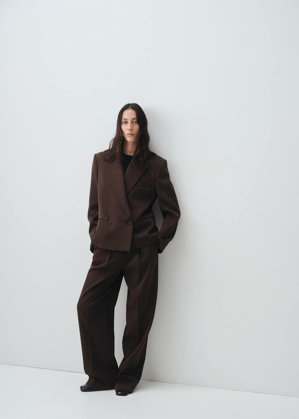 Mango Double-breasted Suit Jacket Chocolate In Brown