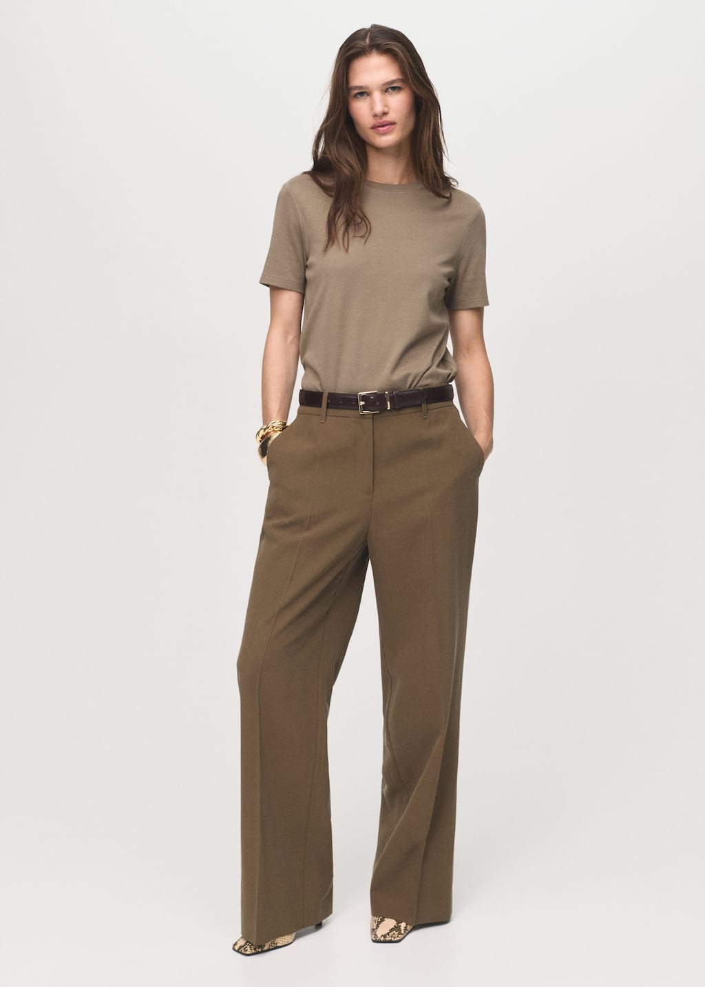 Mango Cotton Short-sleeved T-shirt In Brown