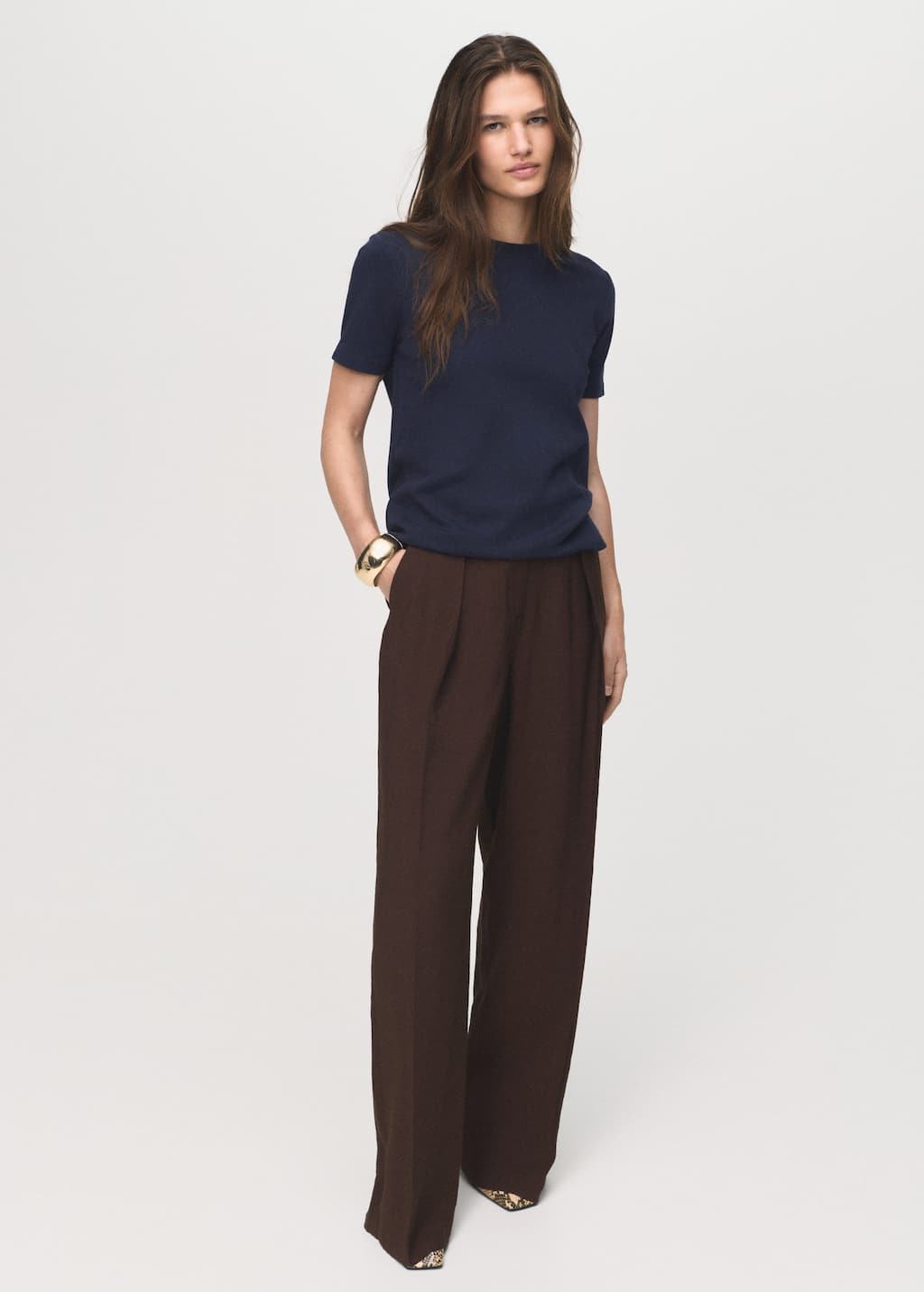 Mango Cotton Short-sleeved T-shirt In Blue