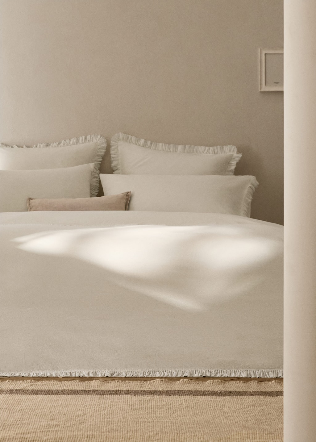 Percale cotton duvet cover with chiffon ruffle for 135 cm bed