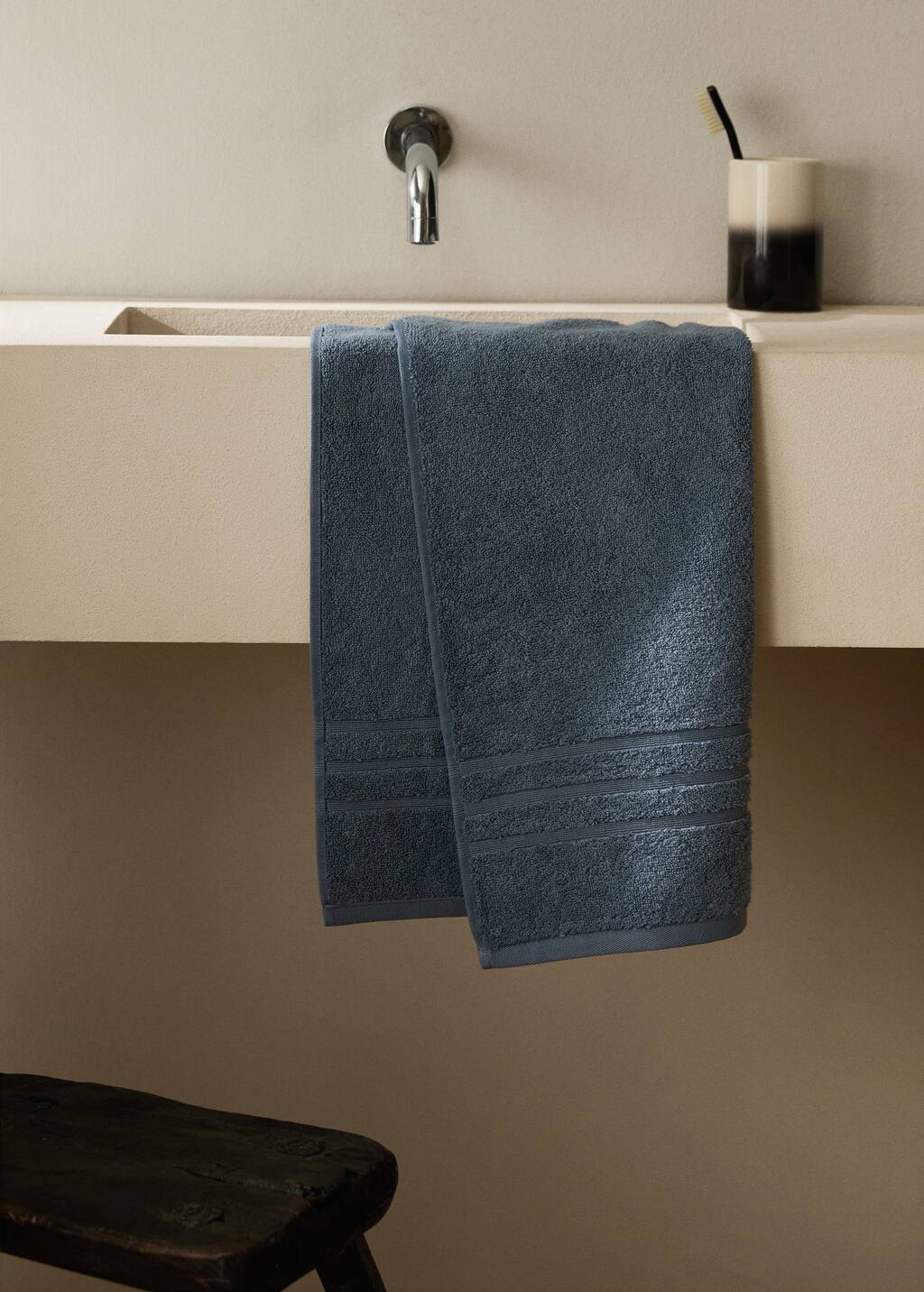 Mango Home Serviette Toilette Coton Bouclette Bleu - Home - 50x90cm -