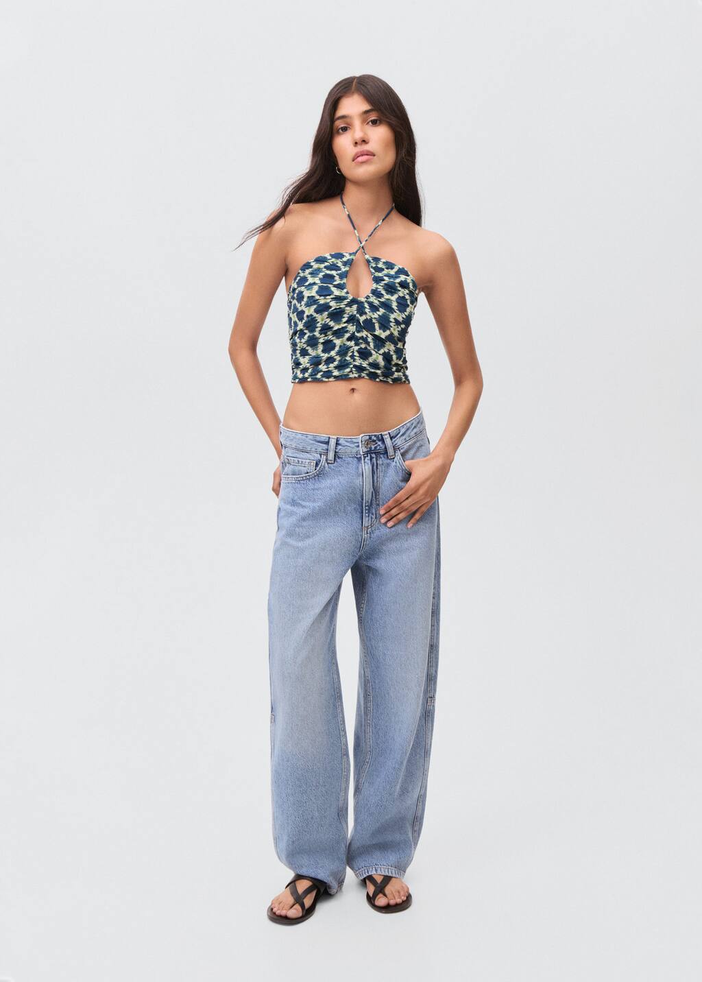 Halter top with ruffled detail