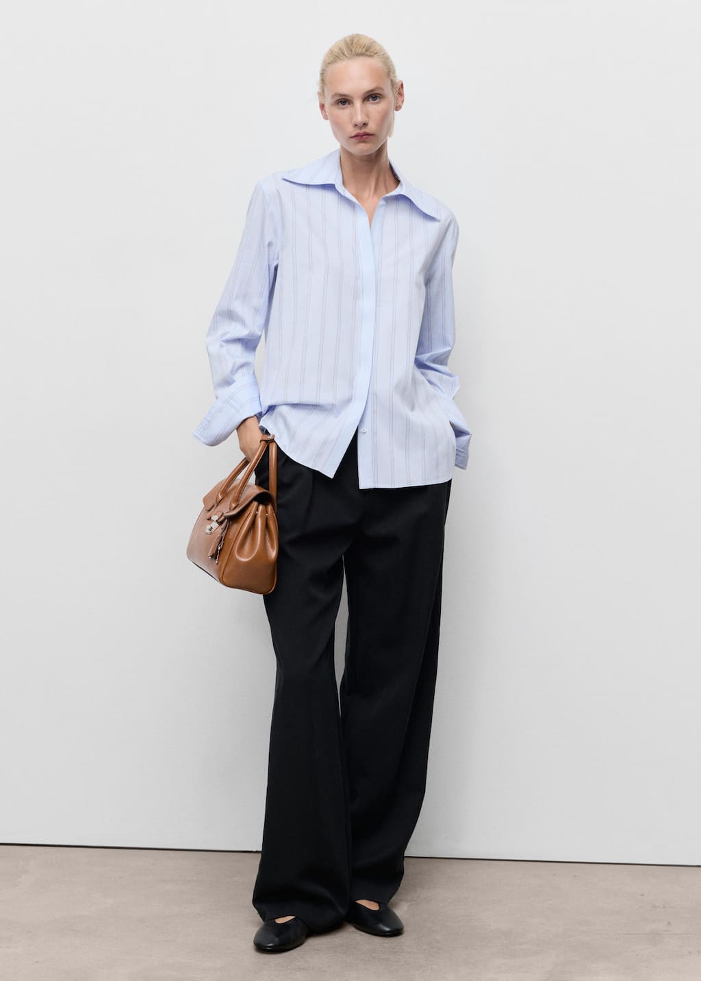 Mango Chemise Rayures Revers Bleu Ciel - Femme - Xl - In Blue