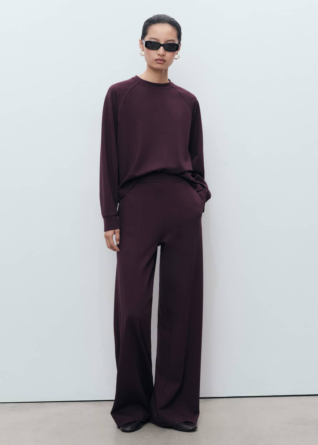 Mango Jogger Pants With Elastic Waist In Burgundy