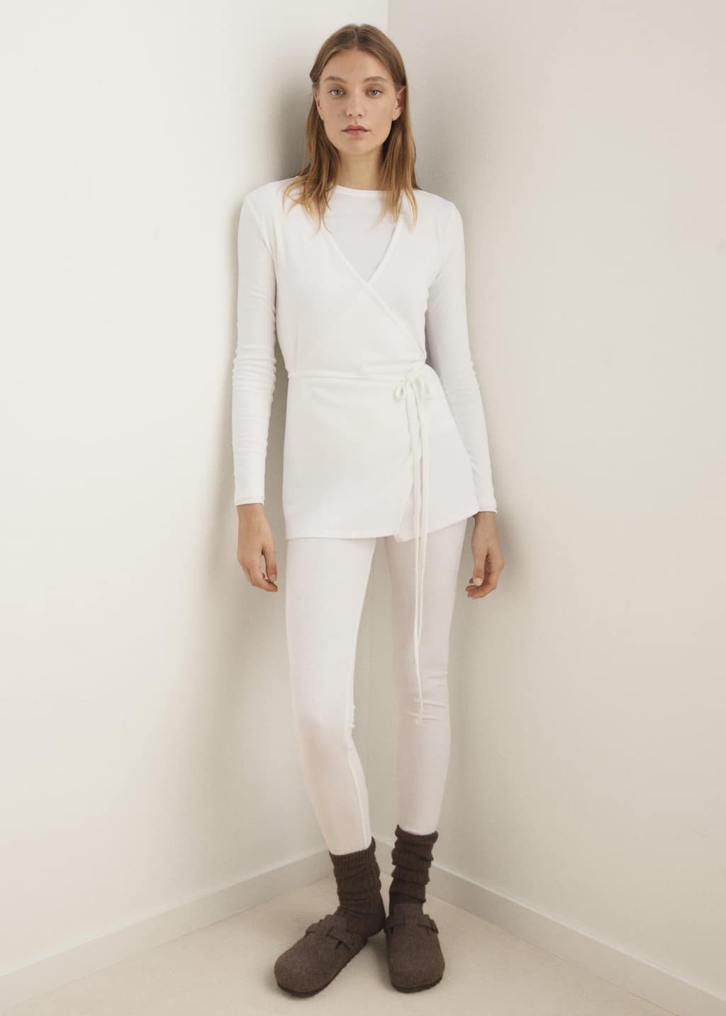 Mango Rib-knit Cardigan With Tie Ivory White