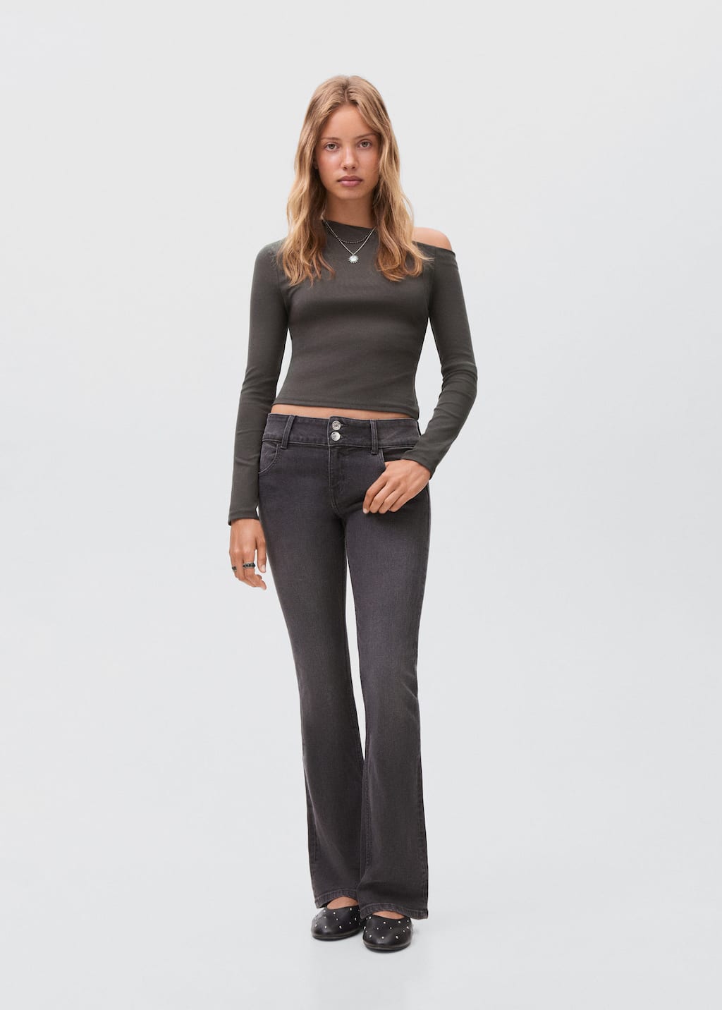 Mango Teen Asymmetric Cotton T-shirt Charcoal In Gray