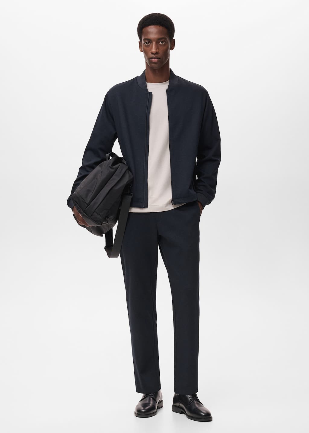 Mango Man Pantalon Jogging Technique Structuré Bleu Marine - Homme - L -  In Blue