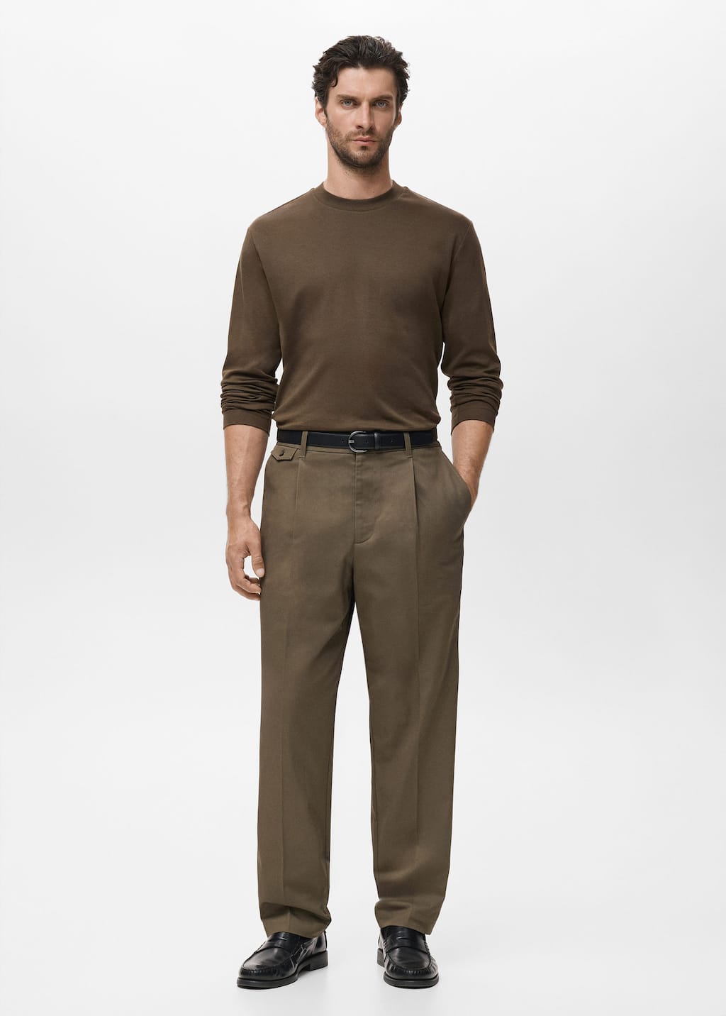 Mango Man Long Sleeve Regular Fit T-shirt Olive Green In Green