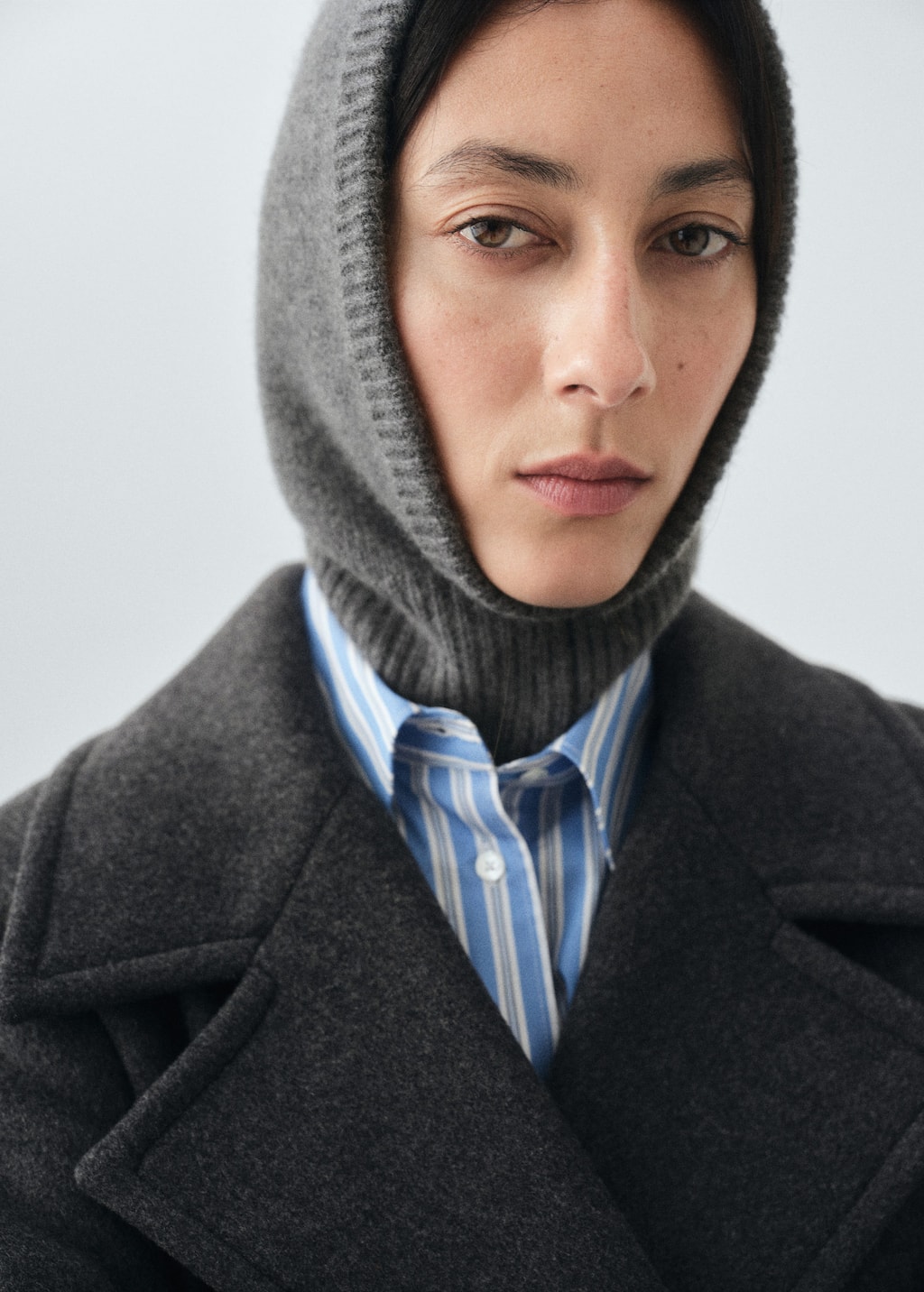 Mango Cashmere Wool Blend Balaclava Dark Heather Grey In Gray