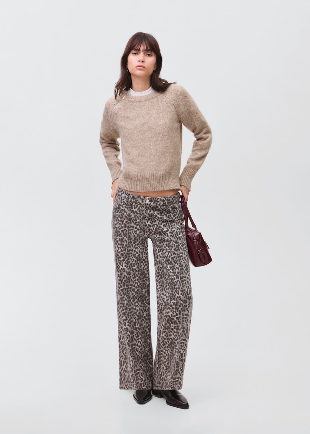 Mango Teen Pull-over Maille Zippé Marron - Fille - S -  In Multi