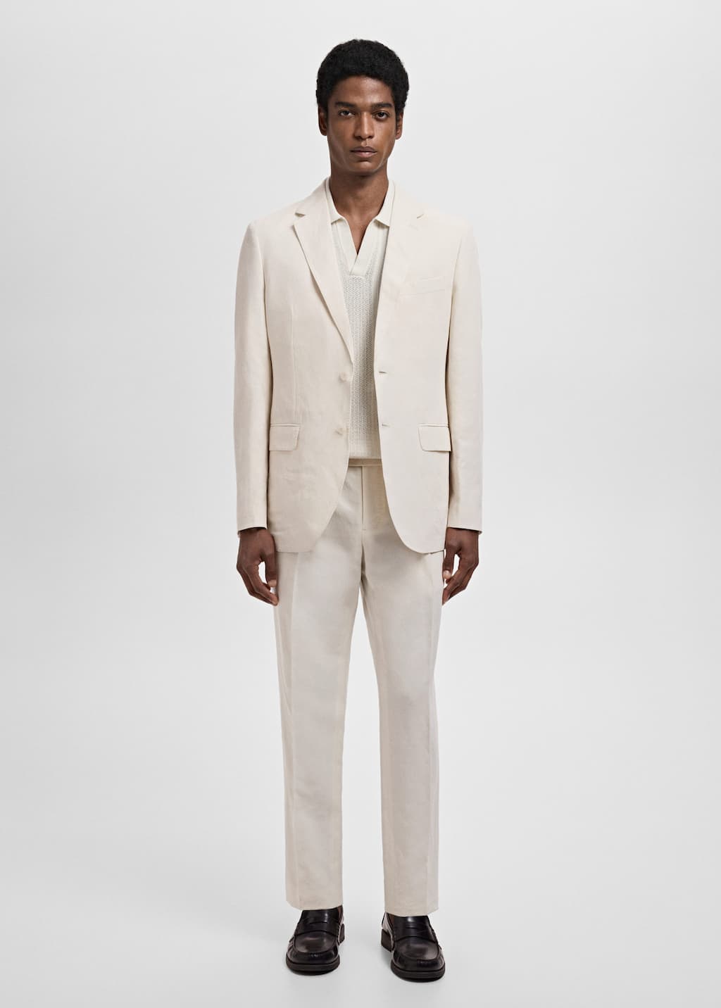 Mango Man Slim-fit Suit Jacket Made From A Linen-lyocell Blend Ecru
