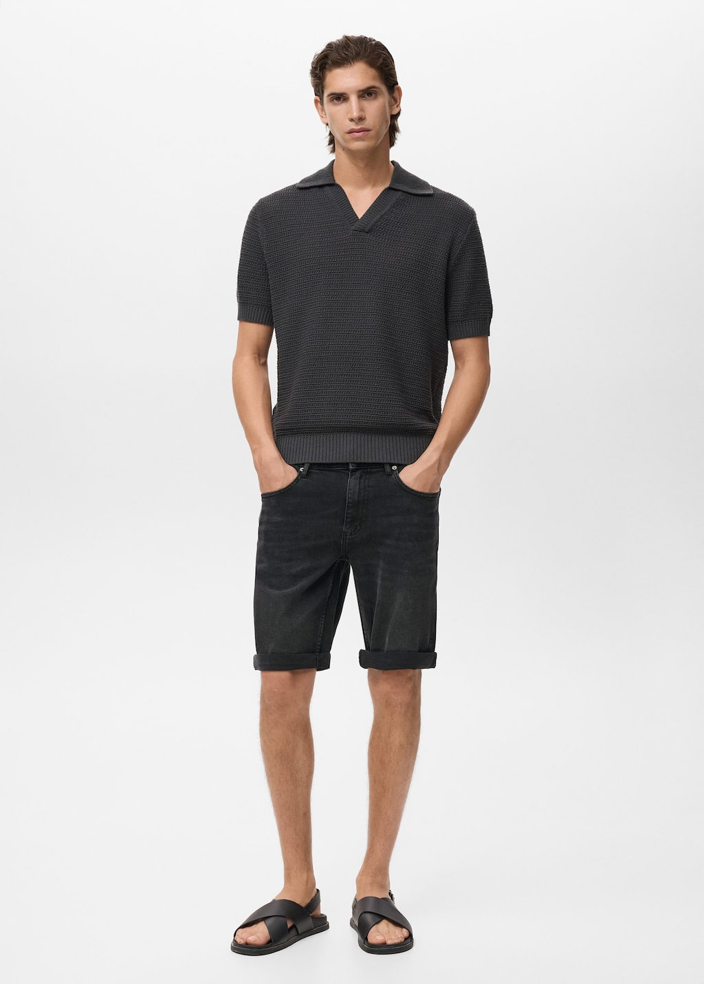 Mango Man Bermuda Black Denim - Homme - 46 -
