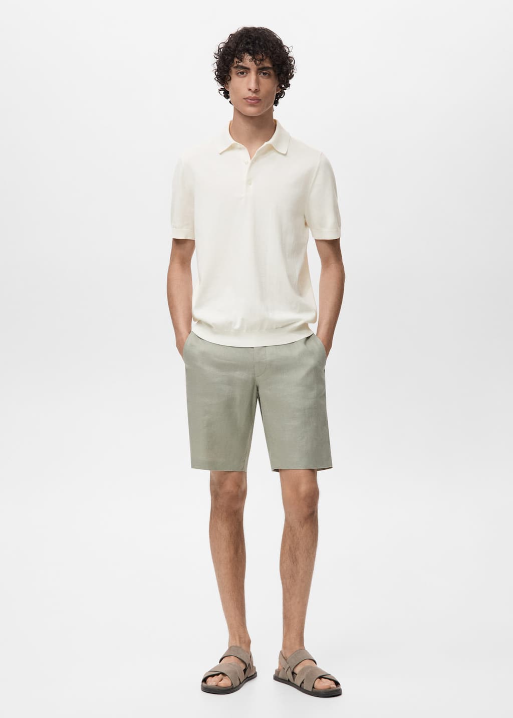 Mango Man Polo Maille Fine 100 % Coton Blanc Cassé - Homme - Xxl -