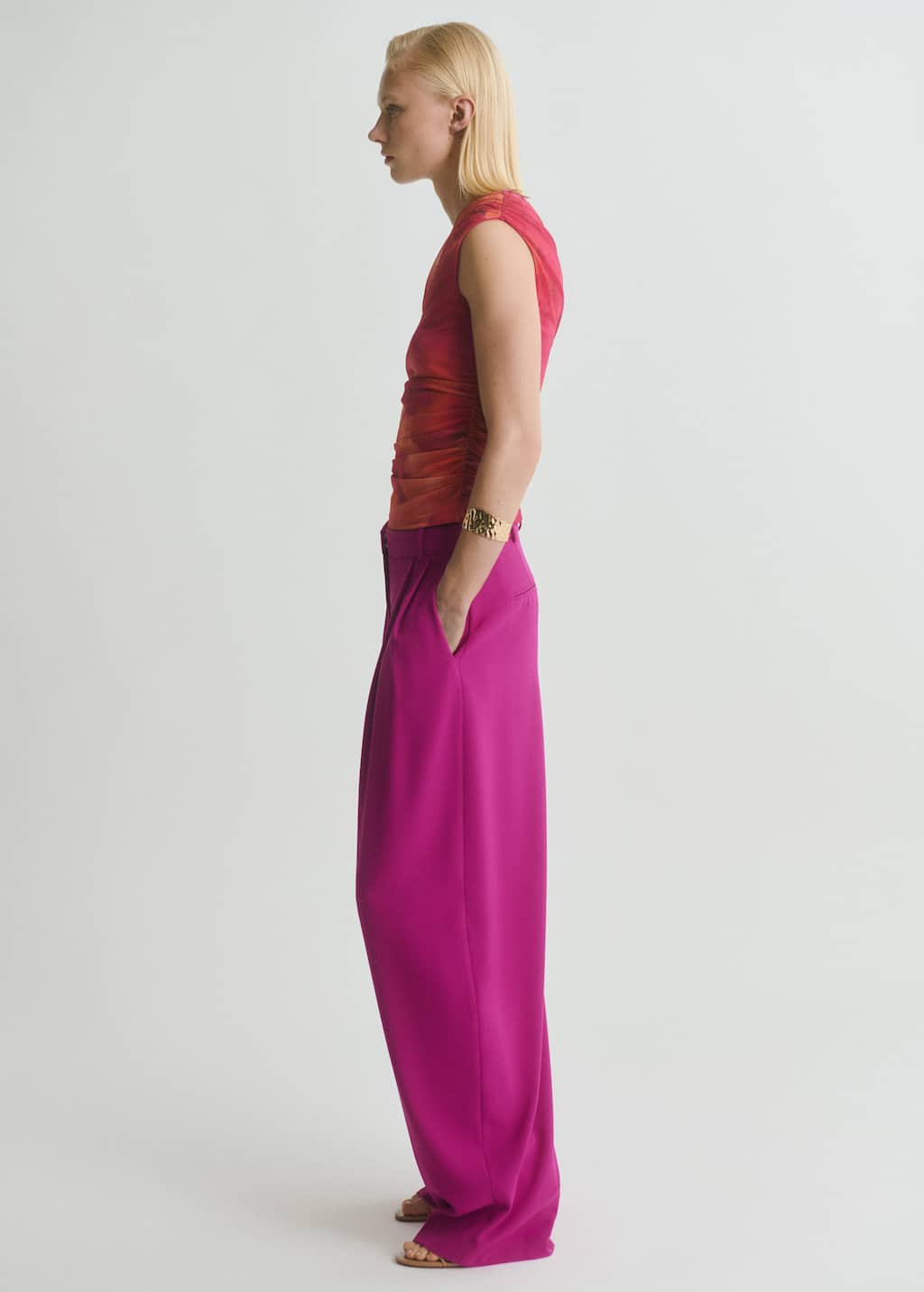 Mango Pantalon À Pinces Fuchsia - Femme - 44 -