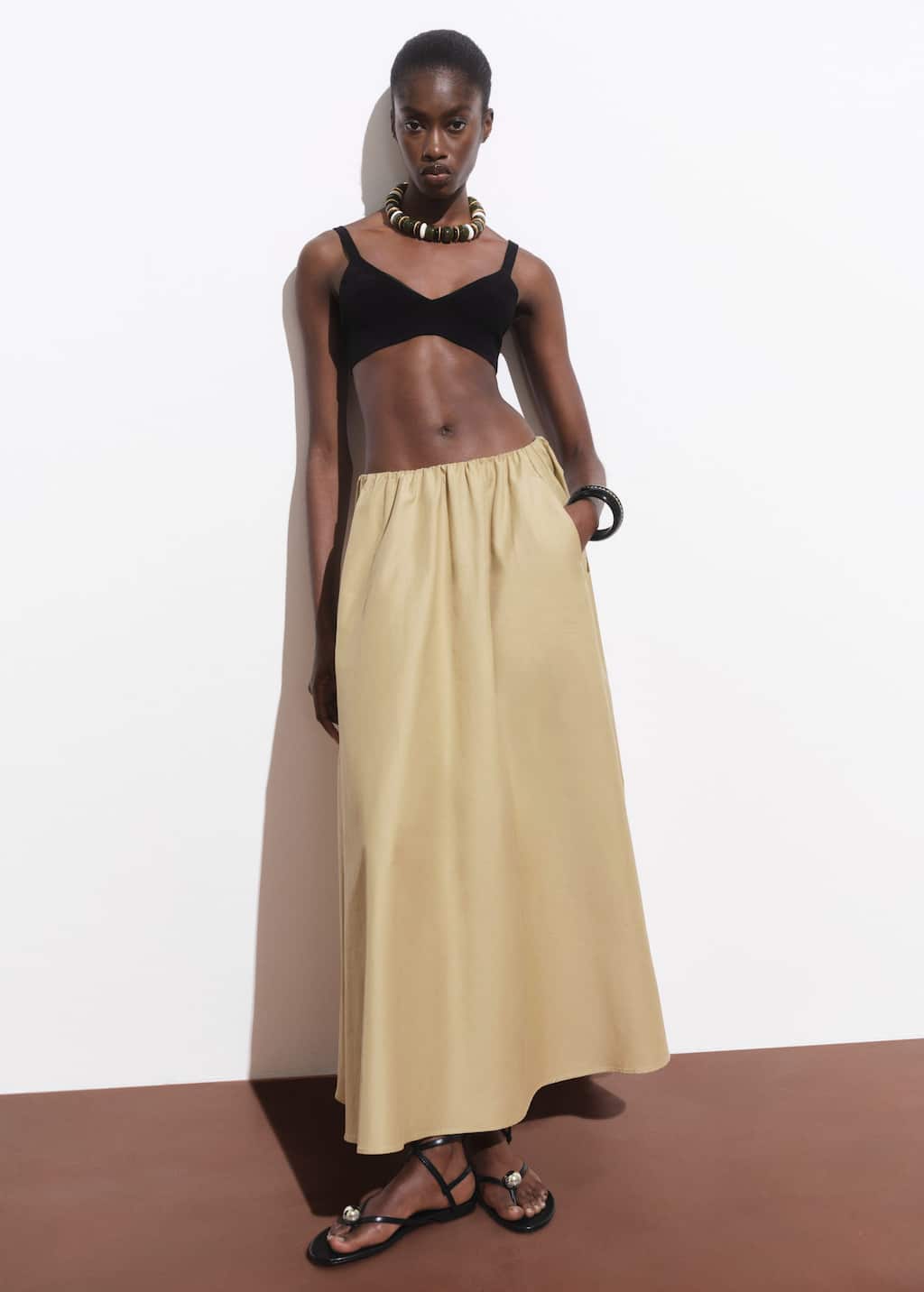 Mango Haut Court En Maille Noir - Femme - S -  In Brown