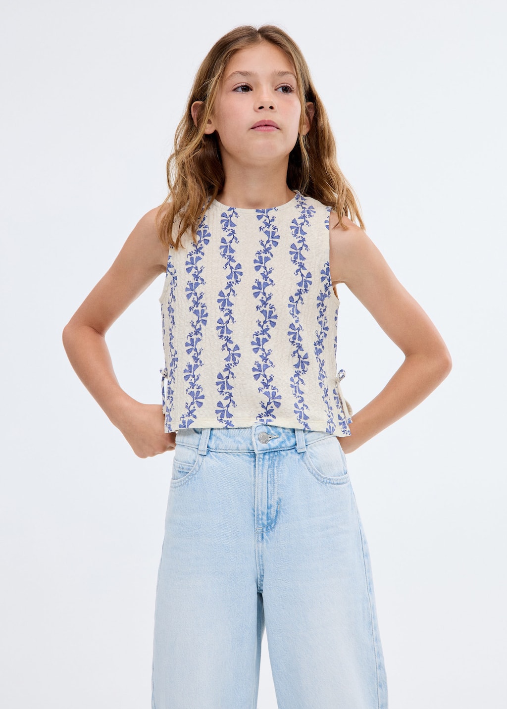 Printed bow blouse