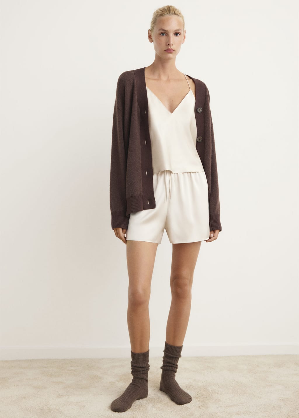 Mango Pyjama Cardigan Chocolate In Brown