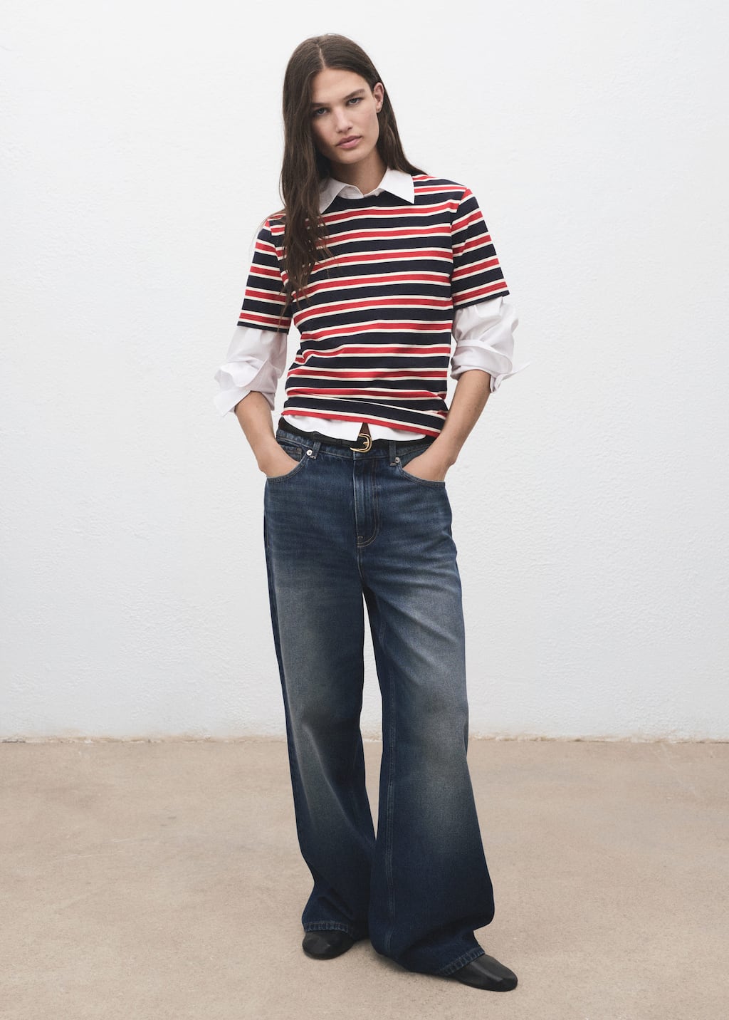 Mango T-shirt Coton À Rayures Bleu Marine - Femme - L -  In Red