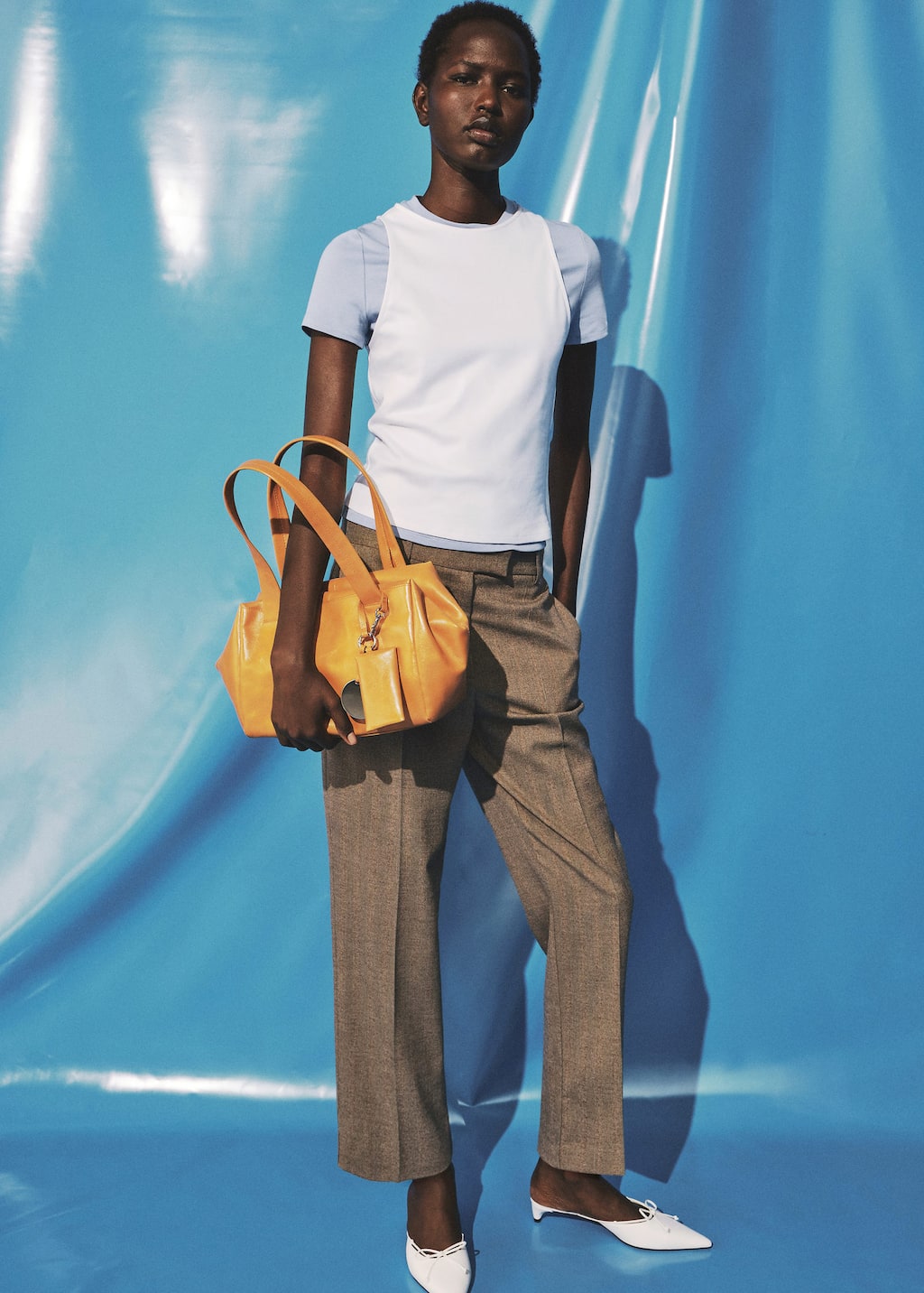 Mango Double Cotton T-shirt Sky Blue