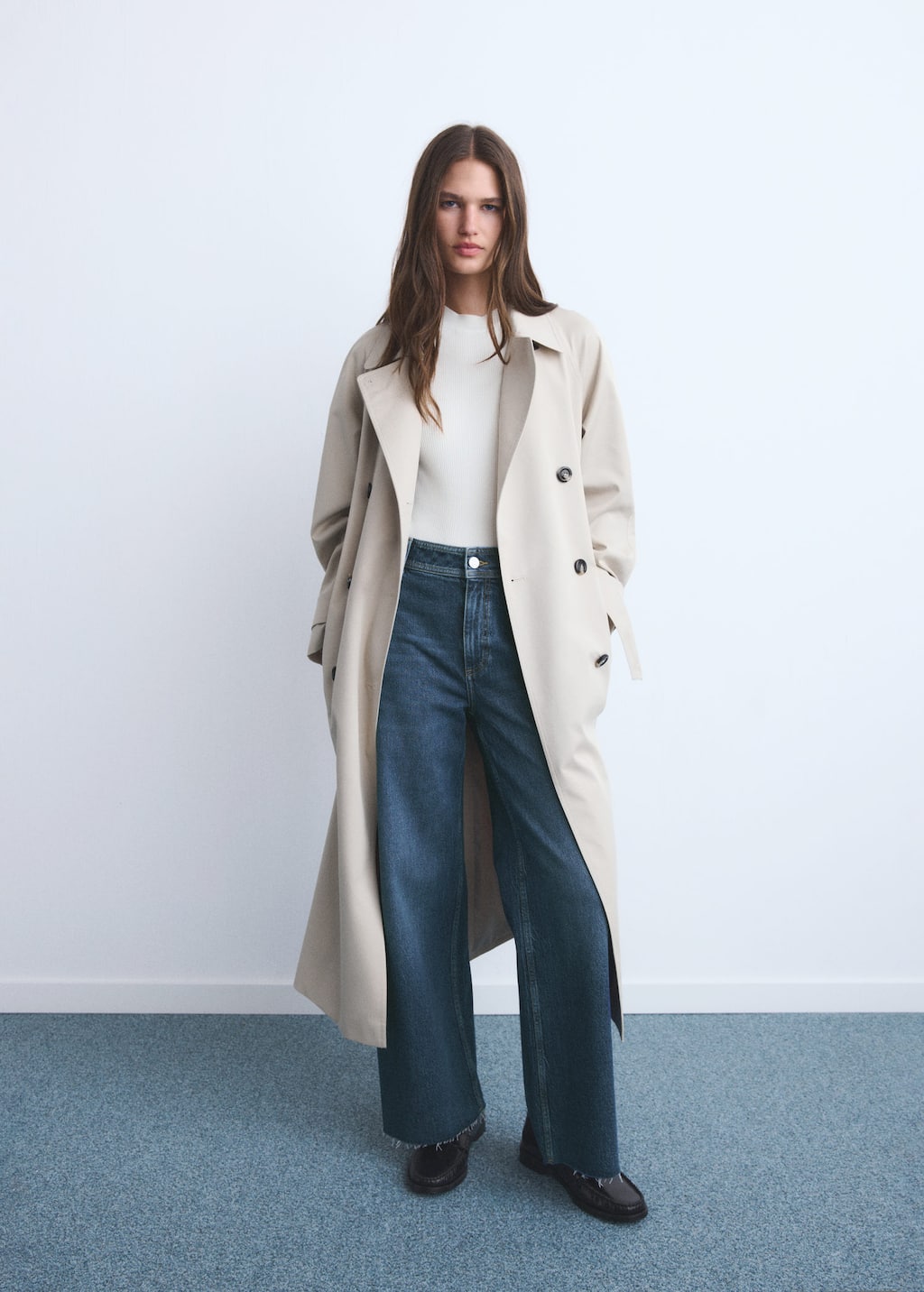 Mango Catherin Culotte High-rise Jeans In Blue