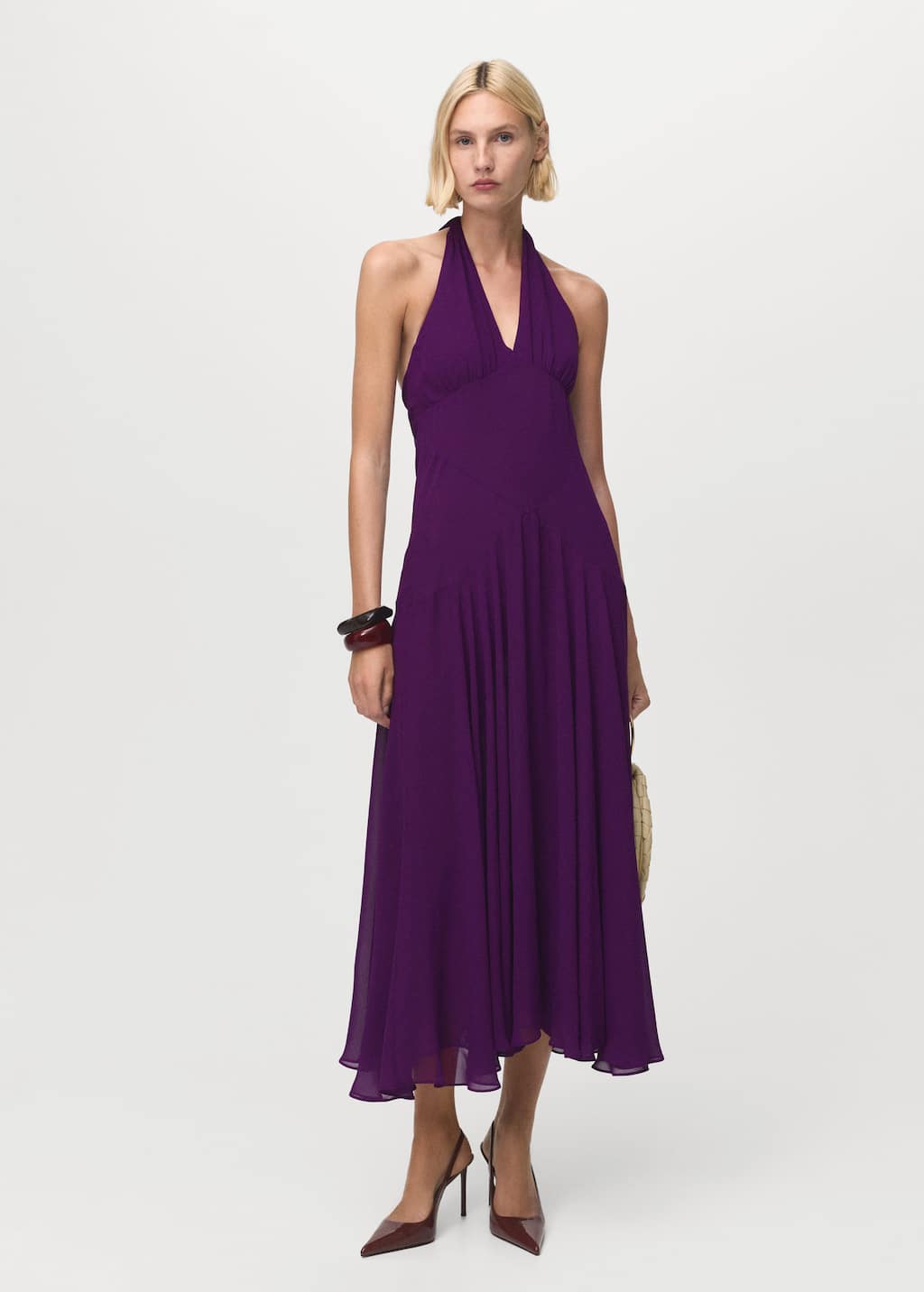 Mango Robe Longue Emmanchures Américaines Violet - Femme - Xl -  In Purple