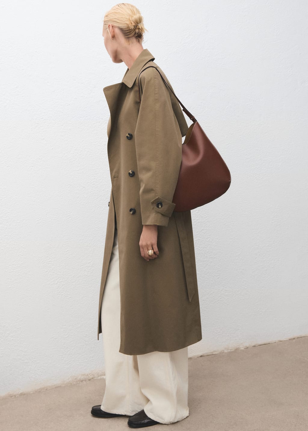Mango Grand Sac À Épaule Ovale Marron Moyen - Femme - Taille Unique -  In Brown