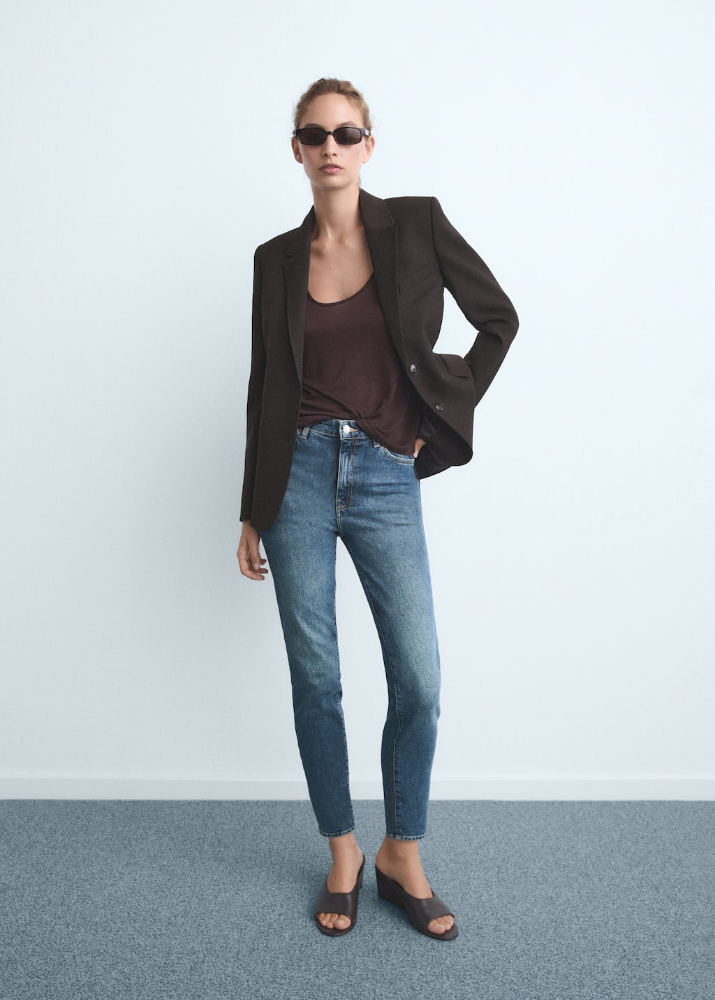 Mango Claudia Slim-fit Cropped Jeans In Blue